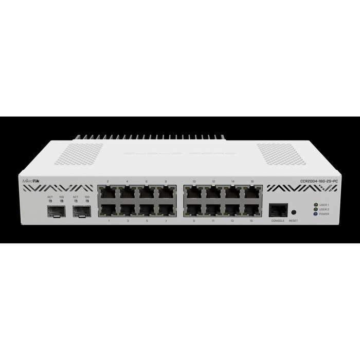 MikroTik Cloud Core 16 Port Gigabit 2SFP+ Passive Cooling Router | MT-RBCCR2004-16G-2S+PC