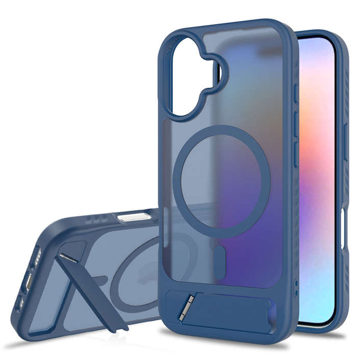 Skin Feel Magnetic Anti-drop with Adjustable 45° Stand TPU + PC Case for iPhone 17 Blue