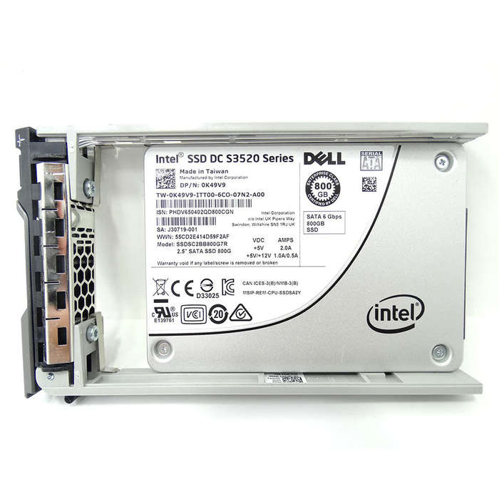 Dell 0K49V9 DC S3520 800GB SATA III Solid State Drive (SSD) with 2.5-inch Caddy Tray (Used)