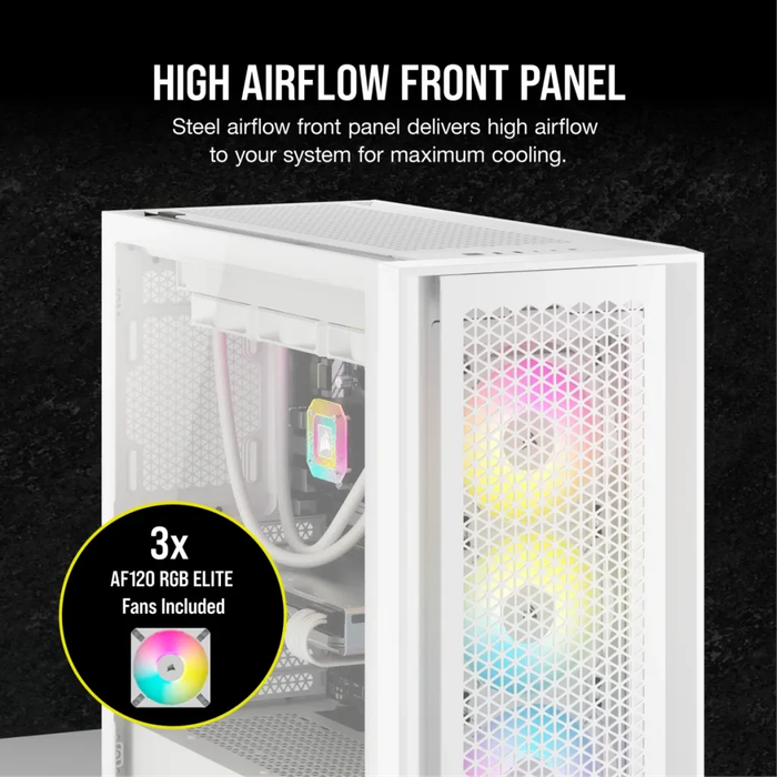 5000D RGB Airflow White Tempered Glass Mid Tower; 2x 3.5'' |  4x 2.5'' Drive Bays; Up to 360mm Ra...