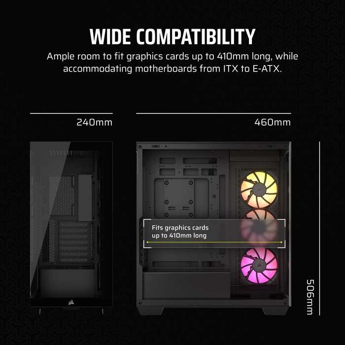 iCUE LINK 3500X RGB Black Mid-Tower PC Case; 2x 3.5'' |  2x 2.5'' Drive Bays; Up to 360mm Radiato...