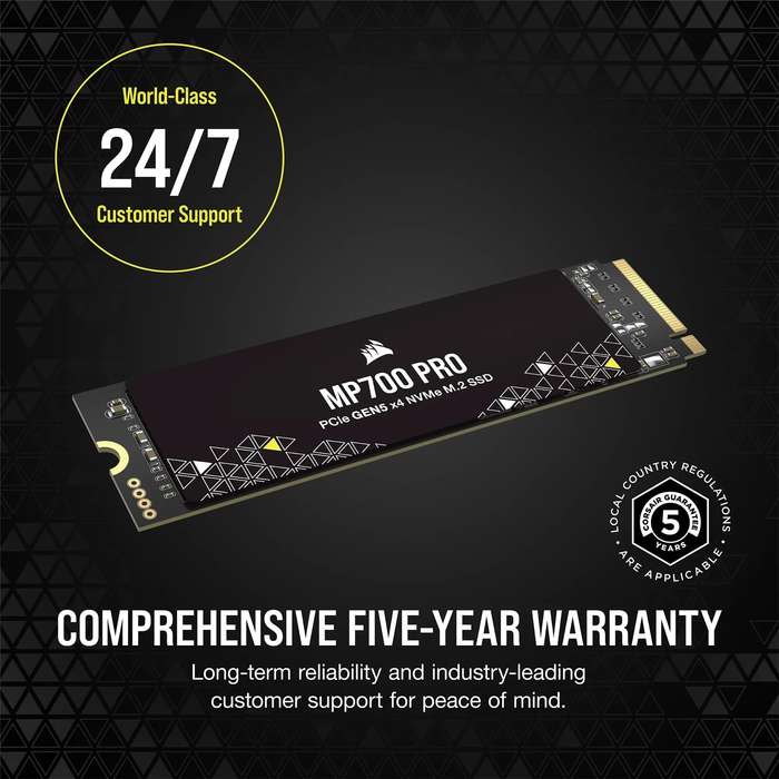 Corsair MP700 PRO 2TB M.2 NVMe PCIe Gen. 5 x4 SSD (no heatsink); Read Up To 12 400MB/s; Write up ...