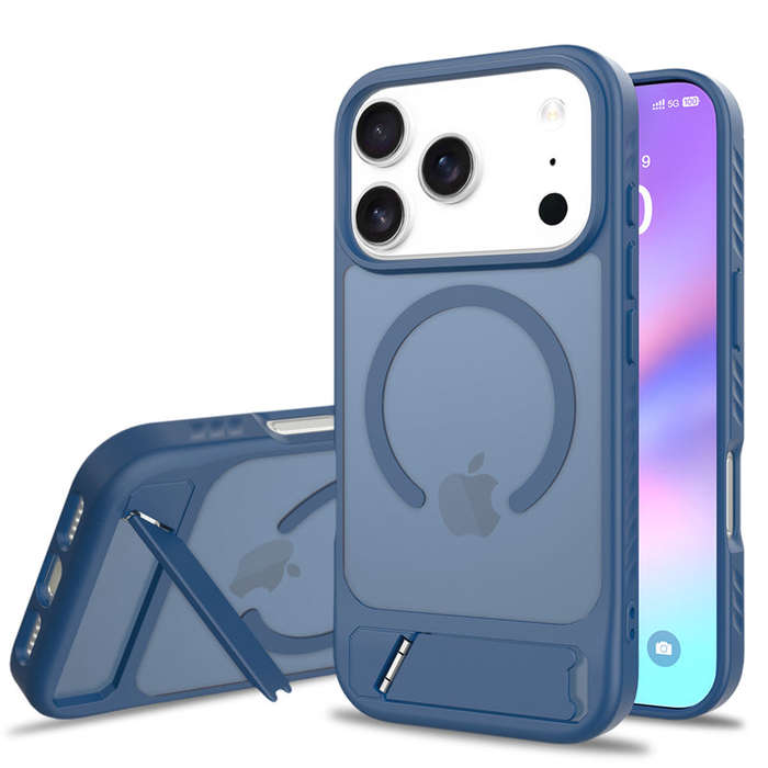 Skin Feel Magnetic Anti-drop with Adjustable 45° Stand TPU + PC Case for iPhone 17 Pro Blue
