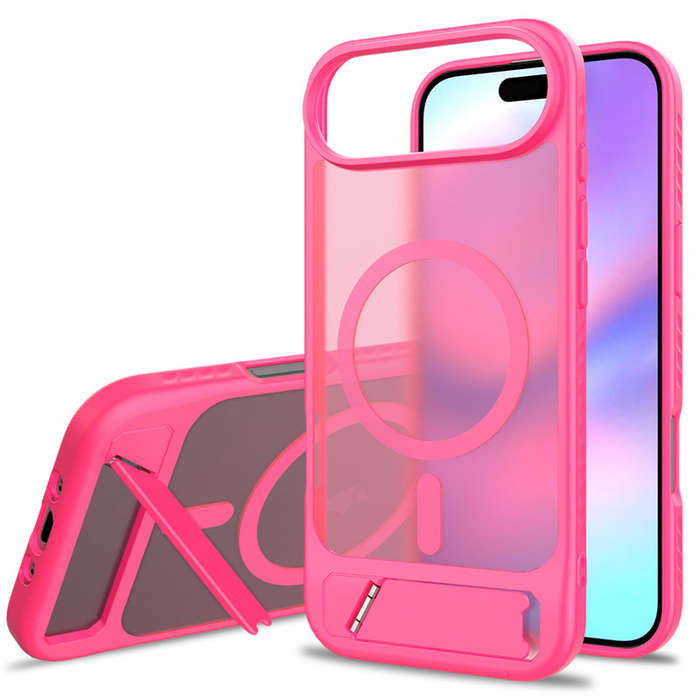 Skin Feel Magnetic Anti-drop with Adjustable 45° Stand TPU + PC Case for iPhone 17 Air Magenta