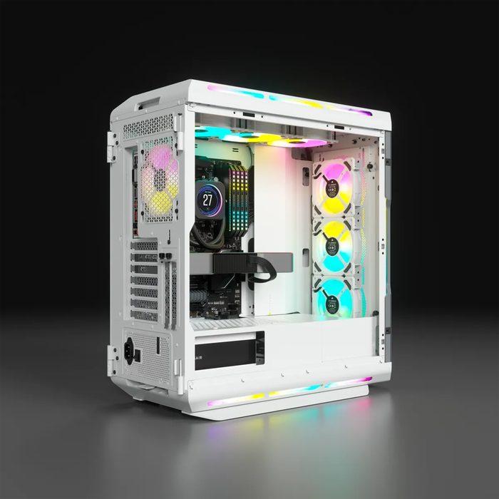 5000T RGB White Tempered Glass Mid-Tower; 2x 3.5'' |  4x 2.5'' Drive Bays; Up to 360mm Radiator c...