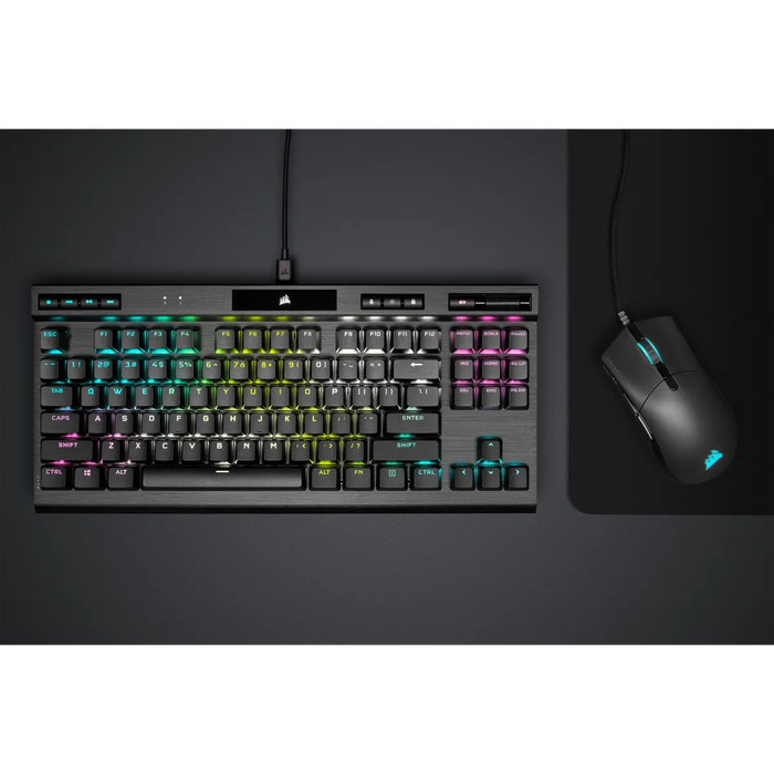 Corsair K70 RGB TKL Optical-Mechanical Gaming Keyboard; Backlit RGB LED; CORSAIR OPX Keyswitches;...