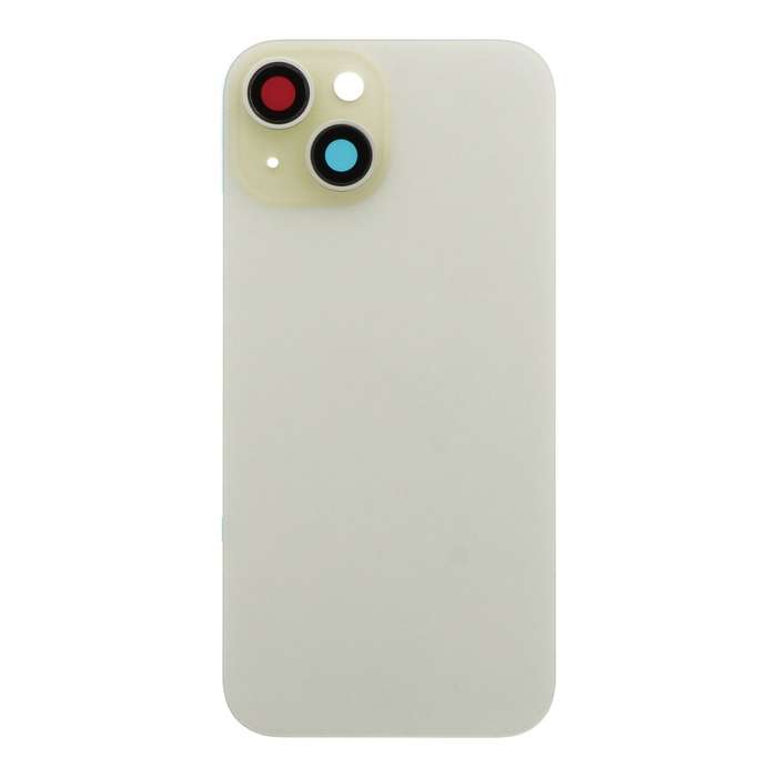 Battery Door + Back Camera Lens and Bezel with Magnetism Ring+Metal Plate for iPhone 15 Yellow OEM