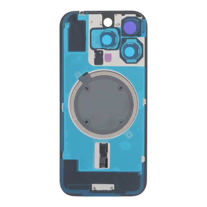Battery Door + Back Camera Lens and Bezel with Magnetism Ring+Metal Plate for iPhone 16 Pro Black...
