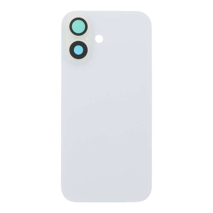 Battery Door + Back Camera Lens and Bezel with Magnetism Ring+Metal Plate for iPhone 16 White wit...