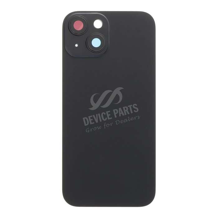 Battery Door + Back Camera Lens and Bezel with Magnetism Ring+Metal Plate for iPhone 15 Black HQ