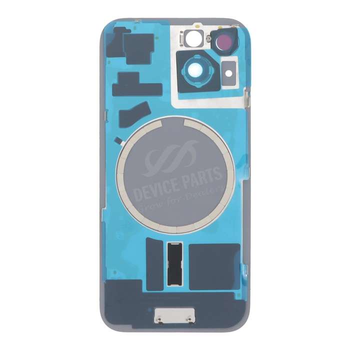 Battery Door + Back Camera Lens and Bezel with Magnetism Ring+Metal Plate for iPhone 15 Yellow HQ