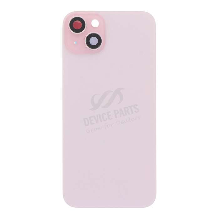 Battery Door + Back Camera Lens and Bezel with Magnetism Ring+Metal Plate for iPhone 15 Plus Pink HQ