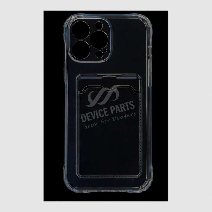 Anti-Shock Clear Phone Case with Card Holder for iPhone 13 Pro Max 6.7" Transparent