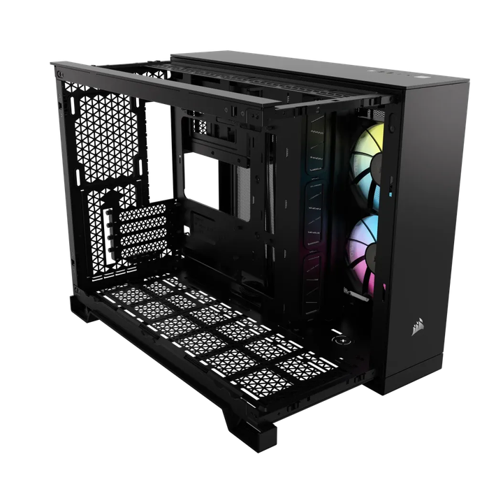 2500X RGB Micro ATX Black Dual Chamber PC Case; 2x 3.5'' |  2x 2.5'' Drive Bays; Up to 360mm Radi...