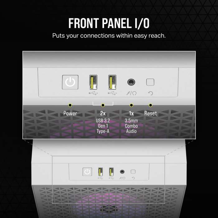 3000D RGB AIRFLOW White Mid-Tower PC Case; 2x 3.5'' |  2x 2.5'' Drive Bays; Up to 360mm Radiator ...