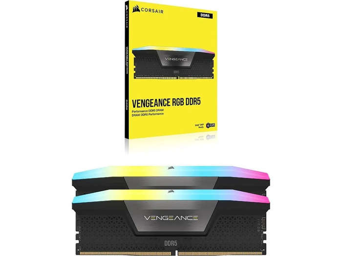 CORSAIR VENGEANCE RGB 128GB (2 x 64GB) DDR5 6400 CL42-52-52-104 1.35V Intel XMP Memory - BLACK