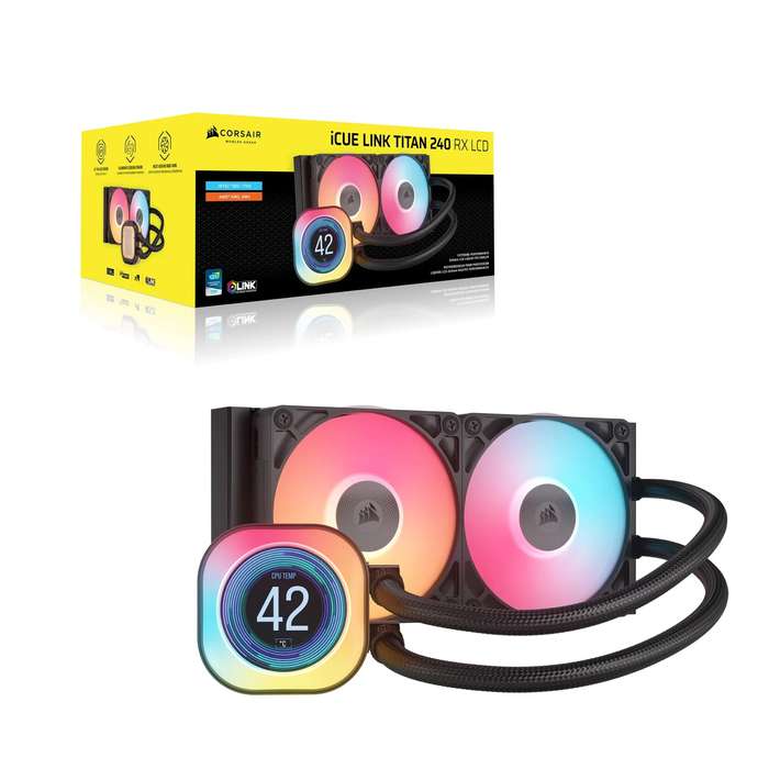 Corsair iCUE LINK TITAN 240 RX LCD Liquid CPU Cooler  RX120 RGB Fans  Fits Intel® LGA 1851...