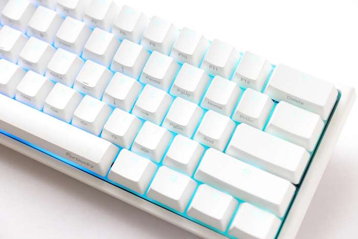Ducky Keyboard One 2 Pro 60% Mechanical Keyboard; RGB; PBT Double Shot Keycaps - White- Cherry Red .