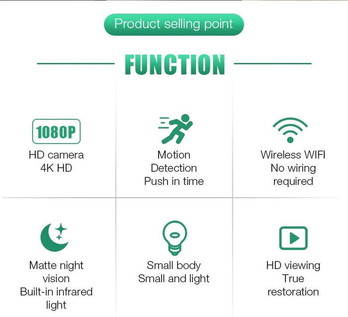 W10 1080P HD Mini Wireless Wifi Camera with Motion Detection