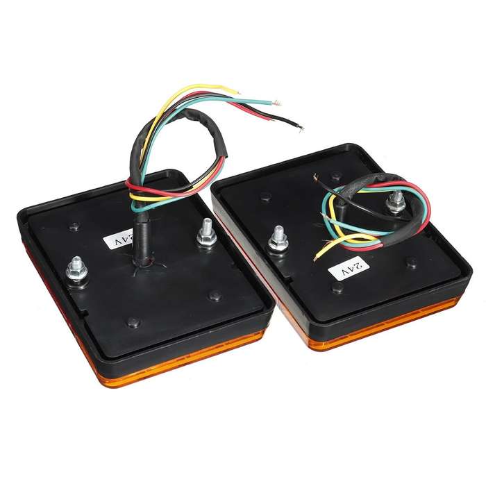 2Pcs Truck and Trailer LED Rear Tail Stop Light RED Amber