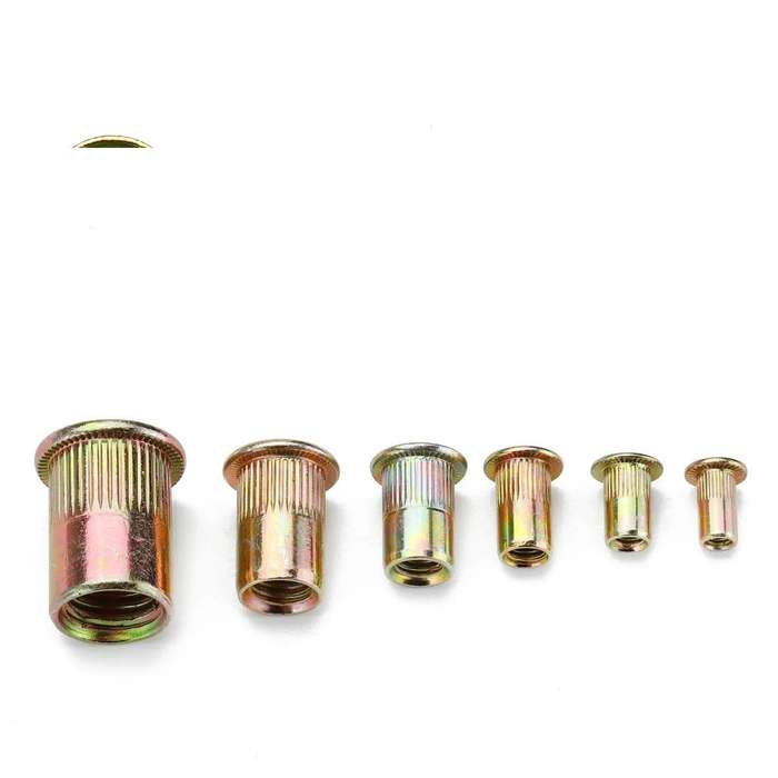 166pcs Blind Rivnut Carbon Steel Flat Head Threaded Insert Nut Kit