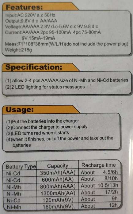 Jiabao A-613 Nicd-NiMh Battery Charger - Versatile and Efficient Charger with Intelligent Charging