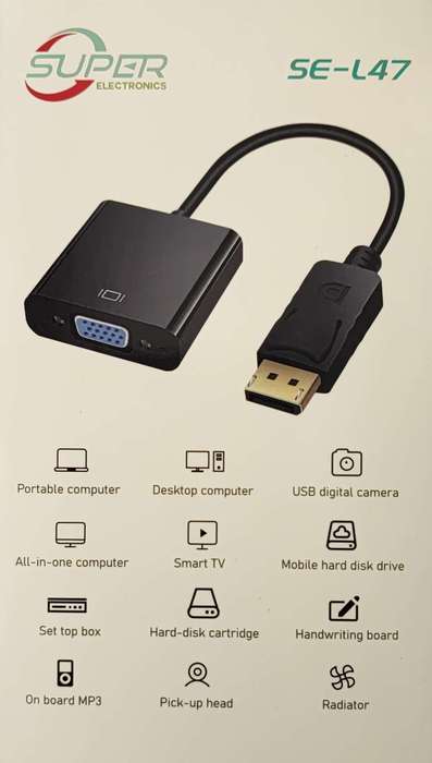 SUPER SE-L47 Display to VGA Adapter - Connect DisplayPort to VGA with Ease (10006674)