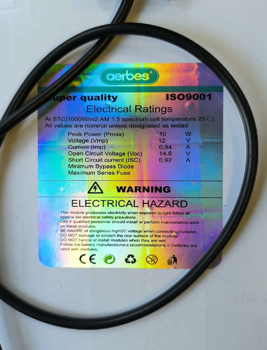 aerbes AB-TA186 10W 12v Monocrystalline Solar Panel (10007222)
