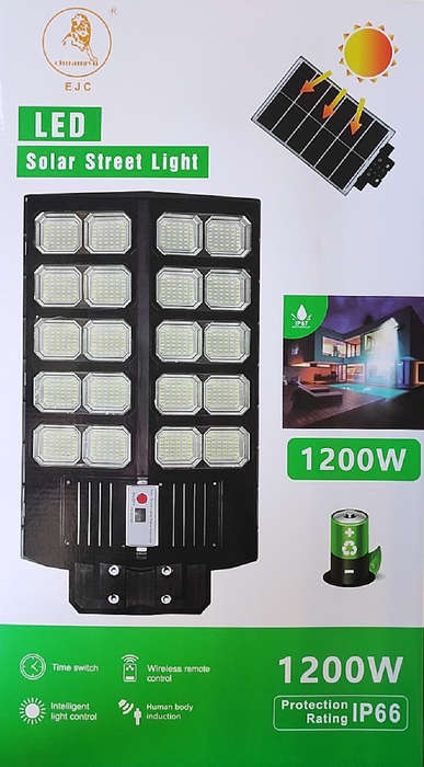 EJC 1200Watt Solar Powered Remote Controlled LED Street/Pole Light