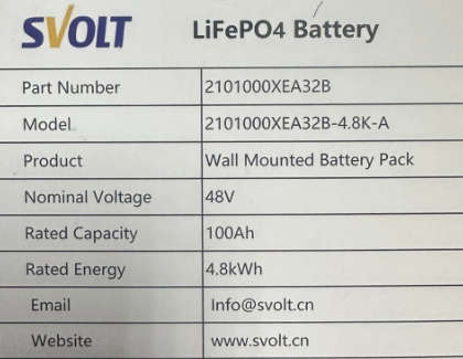 SVOLT 48V 100AH 4.80Kwh Lithium Battery