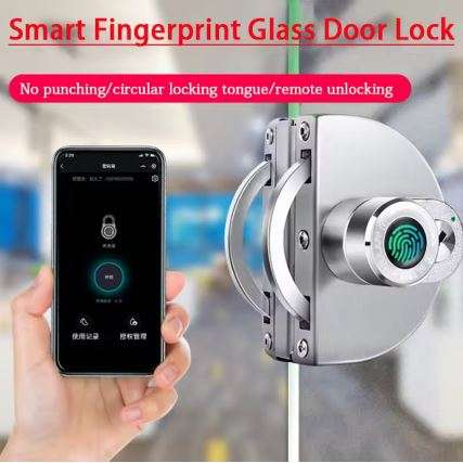 Frameless Glass Double Door Fingerprint Electronic Lock