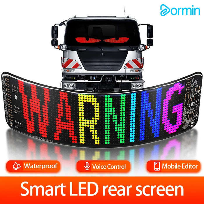 Smart LED flexible Screen Car Sticker with Scrolling Electronic Characters - Remote Control and A...