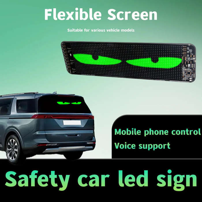 Smart LED flexible Screen Car Sticker with Scrolling Electronic Characters - Remote Control and A...