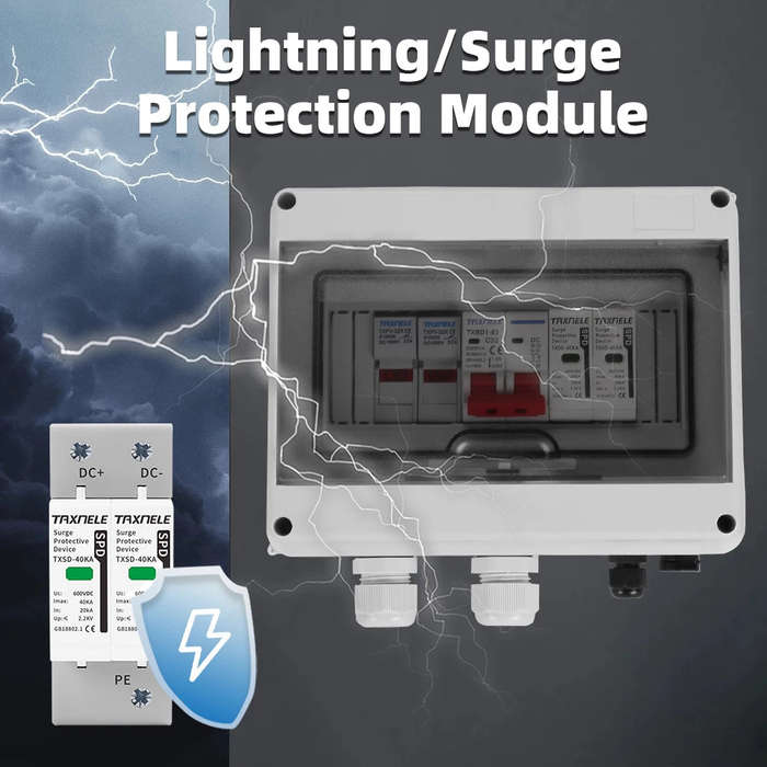 Solar photovoltaic PV DC Combiner Box Surge Lightning Protection 1 input 1 out DC 600V (10007746)