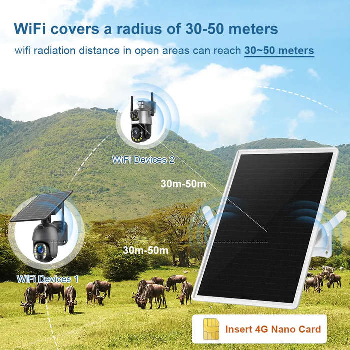Solar Powered 4G LTE Router with SIM Card Slot 30-50M WiFi Range