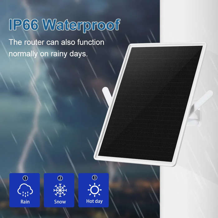 Solar Powered 4G LTE Router with SIM Card Slot 30-50M WiFi Range