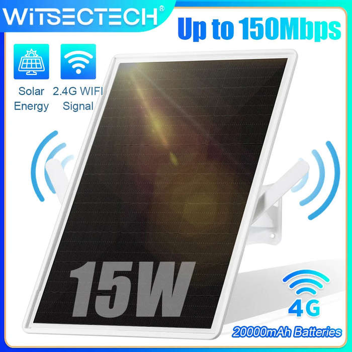 Solar Powered 4G LTE Router with SIM Card Slot 30-50M WiFi Range