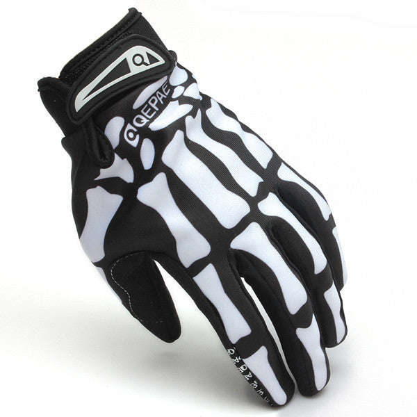 Motorcycle Skeleton Bone Bike Gloves - White / XL