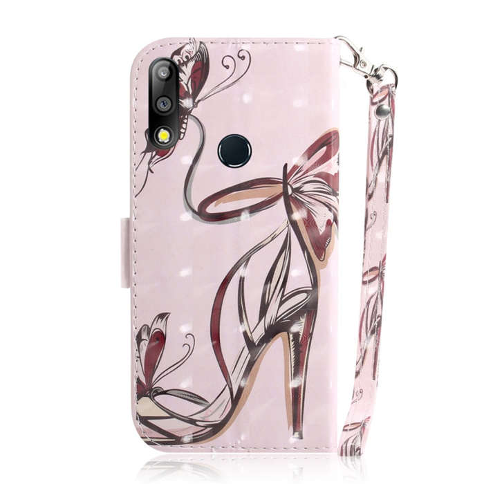 3D Colored Drawing Butterfly High-heeled Shoes Pattern Horizontal Flip Leather Case for Asus Zenf...