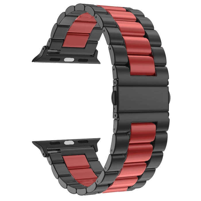Fold Buckle 3 Beads Stainless Steel Watch Band For Apple Watch Ultra 49mm&Watch Ultra 2 49mm / Se...