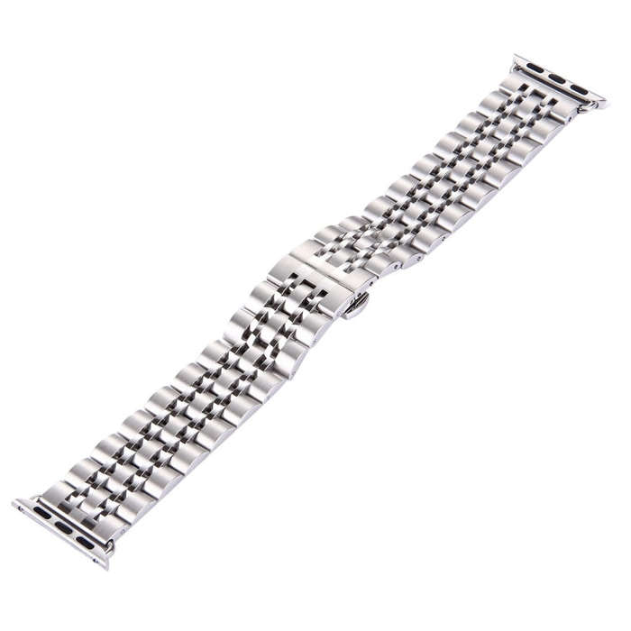 20mm Women Hidden Butterfly Buckle 7 Beads Stainless Steel Watch Band For Apple Watch 38mm(Silver)