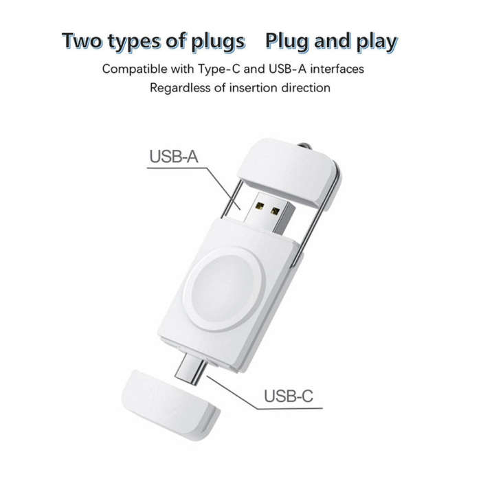 U8 USB / Type-C Magnetic Wireless Charger Fast Charger for Apple Watch Series (White)
