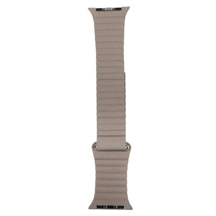 For Apple Watch 38mm Loop Magnetic Closure Clasp PU Leather Watch Band(Khaki)