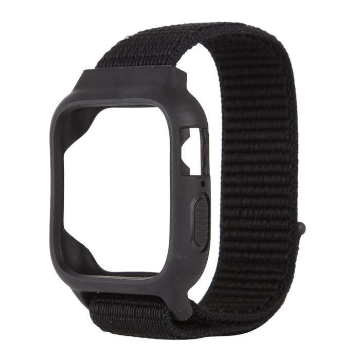 For Apple Watch Series 7 45mm / 6 & SE & 5 & 4 44mm / 3 & 2 & 1 42mm Nylon Watch Band with Hook a...