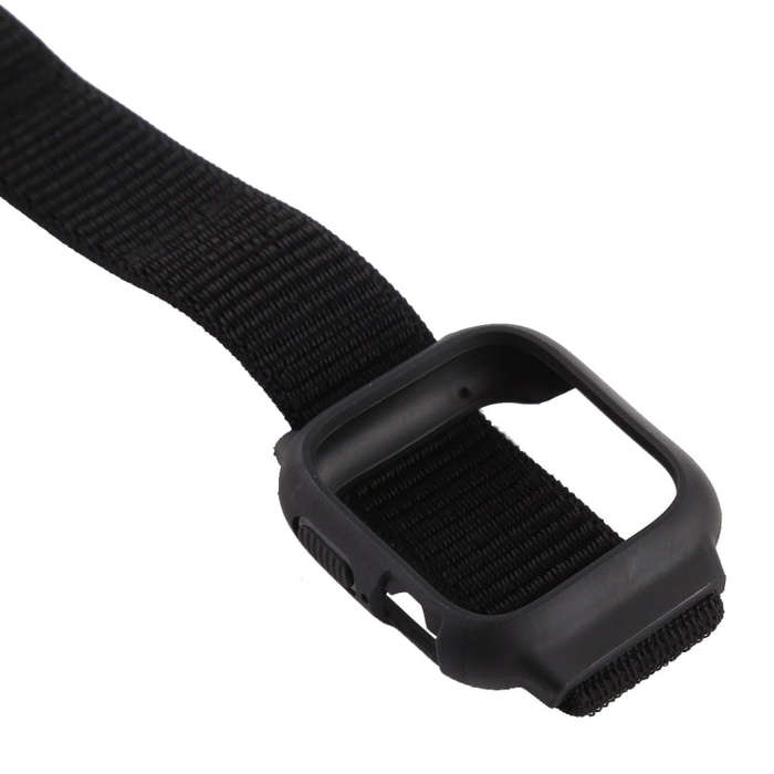 For Apple Watch Series 7 45mm / 6 & SE & 5 & 4 44mm / 3 & 2 & 1 42mm Nylon Watch Band with Hook a...
