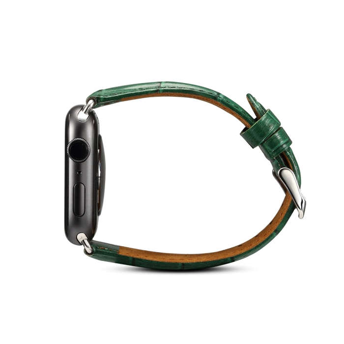 Denior Crocodile Grain Watch Cowhide Leather Watch Band for Apple Watch Series 7 41mm / 6 & SE & ...