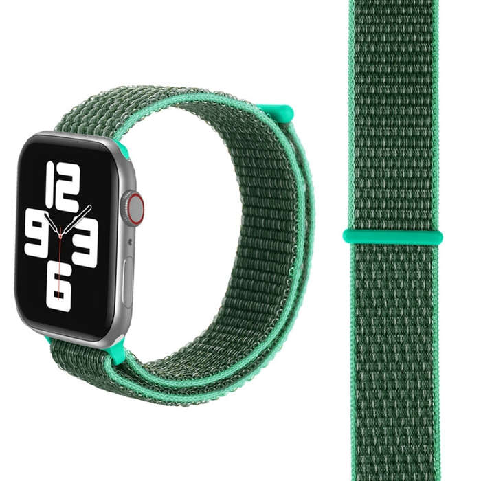 For Apple Watch 46mm / 49mm / 45mm / 44mm Simple Fashion Nylon Watch Band with Magic Stick(Grass ...
