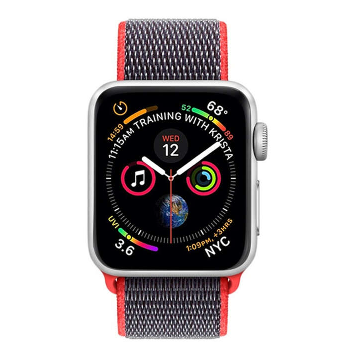 For Apple Watch 42mm / 41mm / 40mm / 38mm Simple Fashion Nylon Watch Band with Magic Stick(Magenta)