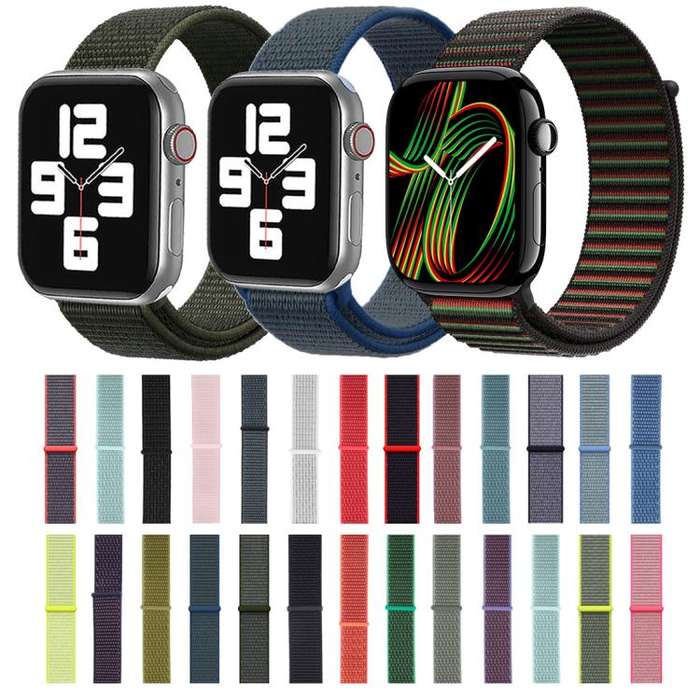 For Apple Watch 42mm / 41mm / 40mm / 38mm Simple Fashion Nylon Watch Band with Magic Stick(Magenta)