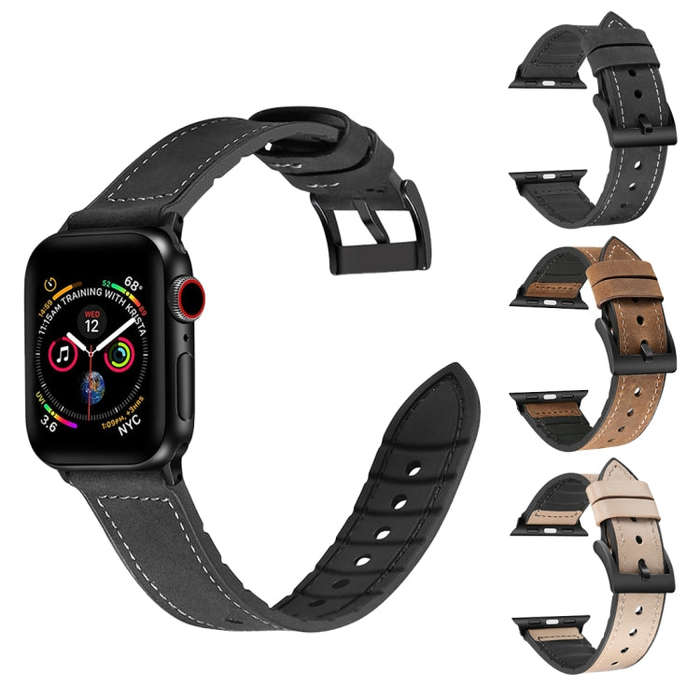 Solid Color TPU + Stainless Steel Watch Band for Apple Watch Series 7 41mm / 6 & SE & 5 & 4 40mm ...